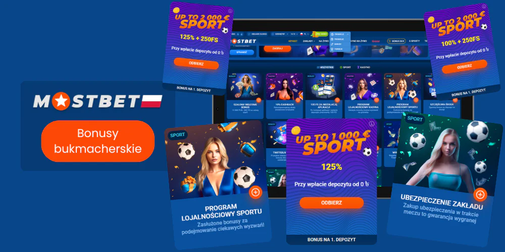 Również 5 różnych ofert zakładów sportowych w Mostbet